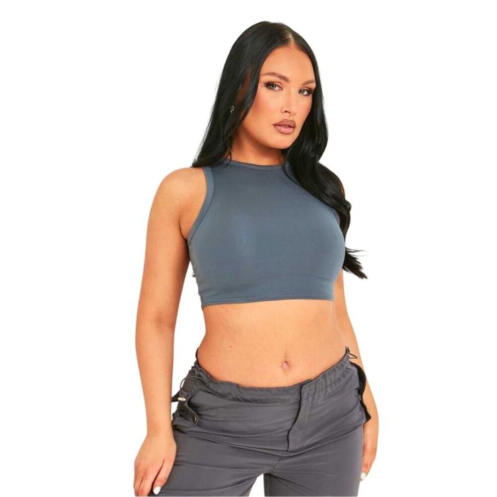 Missy Empire Womens/Ladies  Racer Crop Top / Gray